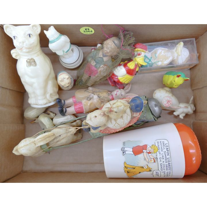 Box Antique Celluloid and Plastic Toys