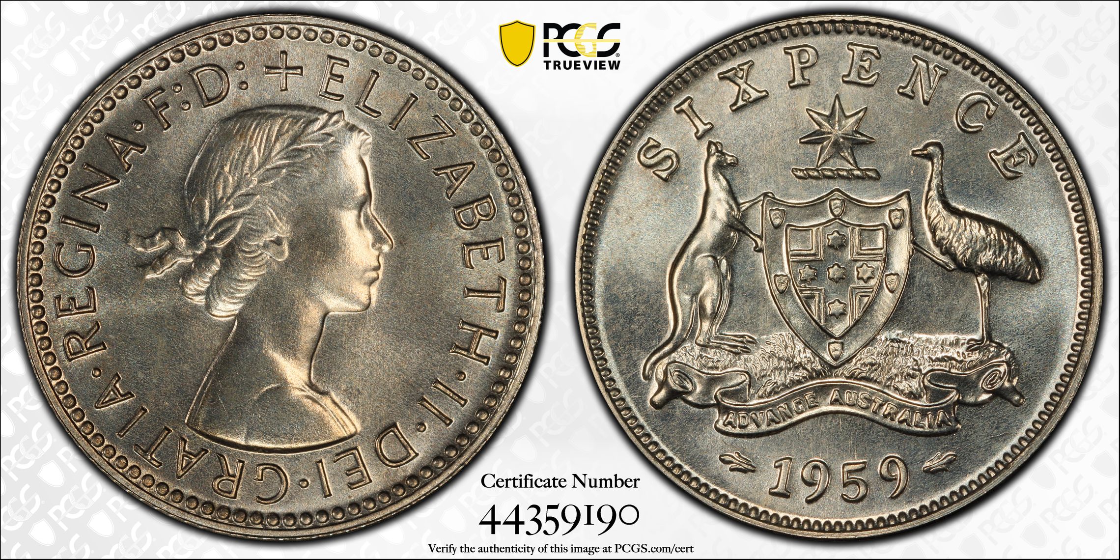 1959(m) Australia Sixpence 6D Proof PCGS - PR67 -190