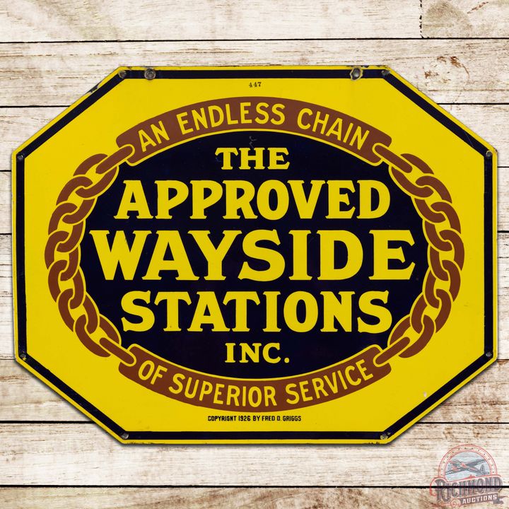 1920s Approved Wayside Stations Inc. DS Porcelain Porcelain Sign