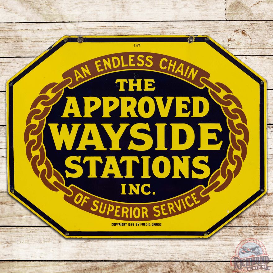 1920s Approved Wayside Stations Inc. DS Porcelain Porcelain Sign