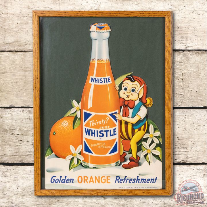 Whistle "Golden Orange Refreshment" Framed Cardboard Sign TAC 8.5