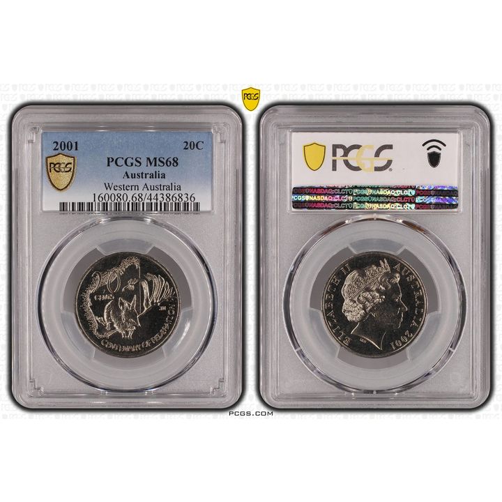 2001 Australian Twenty Cent, 20c Western Australia PCGS - MS68 POP 9/0 -836