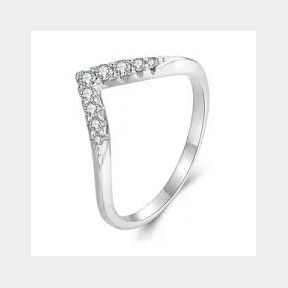 Hot Simple V-Shaped Zircon Trendy Ring 925 Sterling Silver - Adjustable - Bar 9900871985745 - 51748/20056 SN B2 (S7)