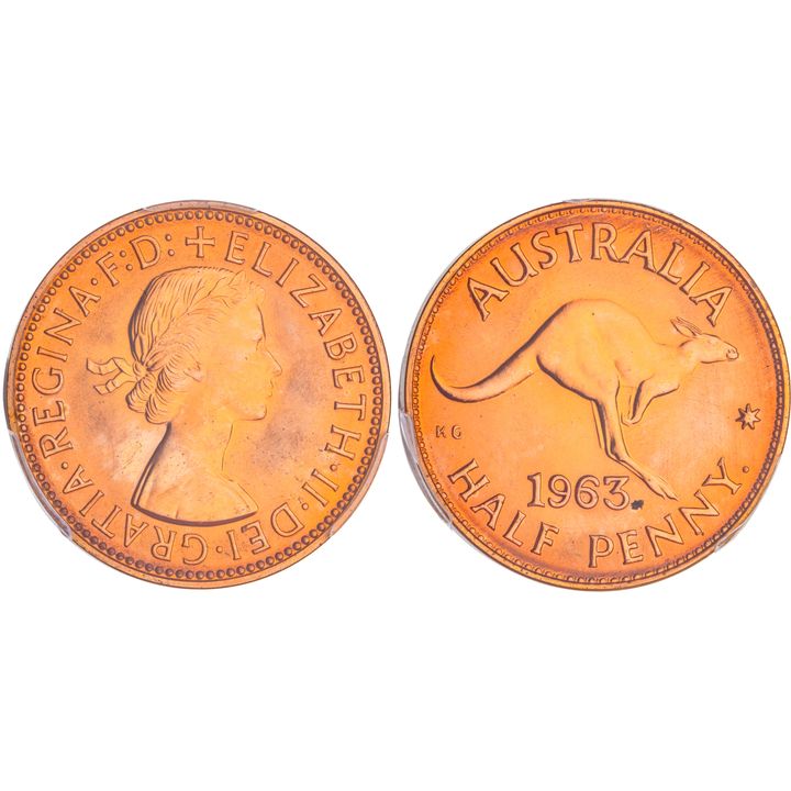 Elizabeth II, Halfpenny, 1963-Y., PR 65RD