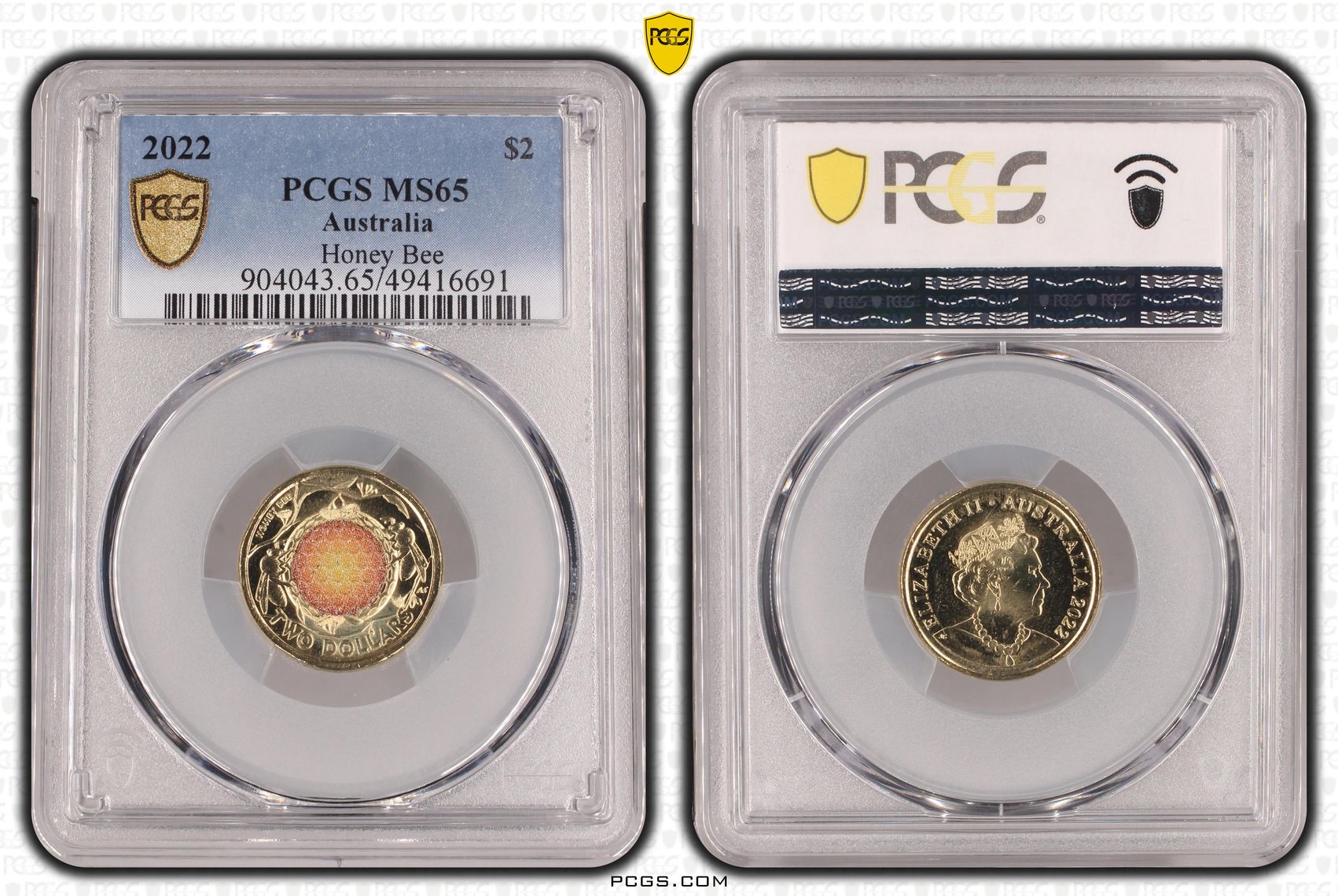 Honey Bee Colorized , Two Dollar, 2022, PCGS MS65