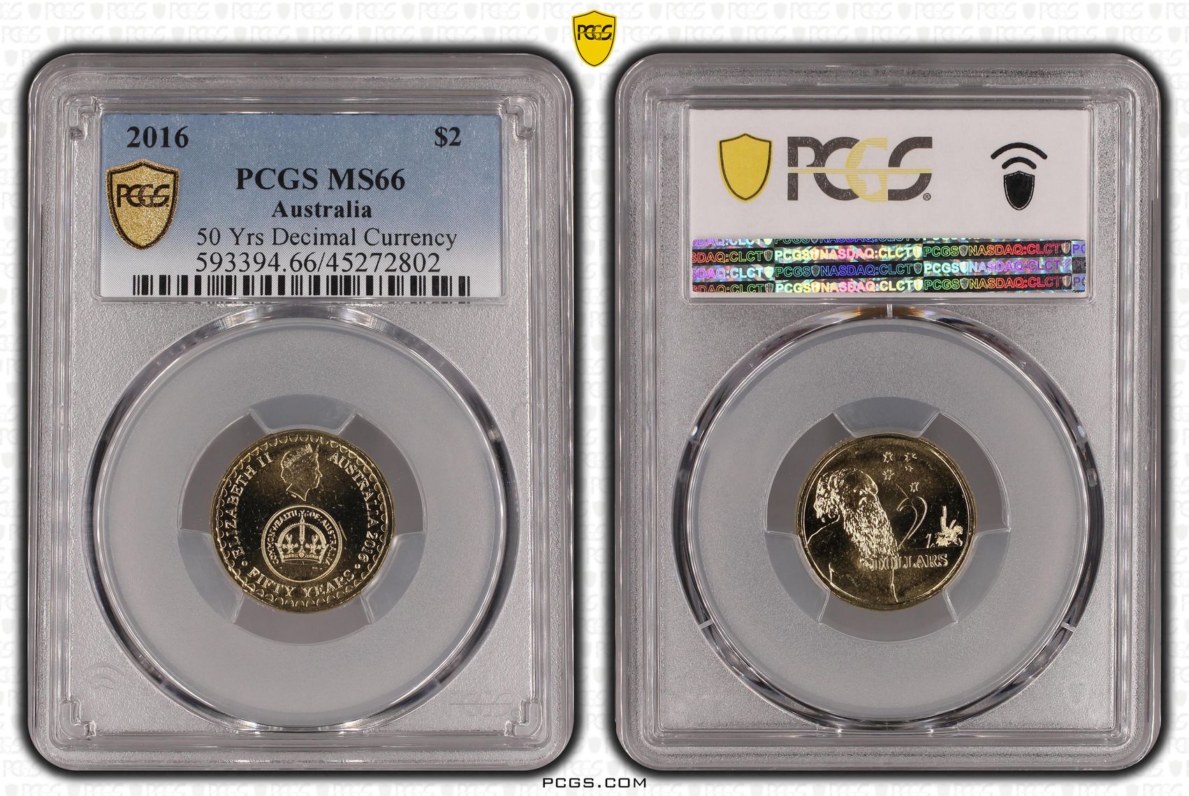 Elizabeth II, 50 Yrs Decimal Currency , Two Dollar, 2016, PCGS MS66