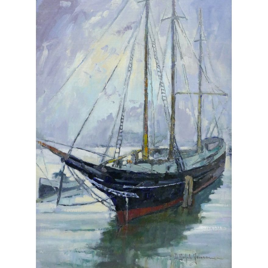 Dorothy Dolph Jensen ''C.S. Holmes'' (Masted Schooner) Oil