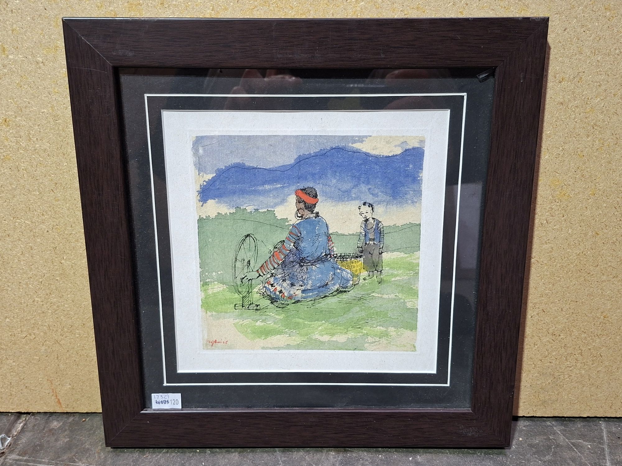 Oriental Hand Coloured Print