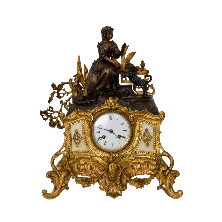 RELOJ VICTORIANO DE DAMA CON PERRO