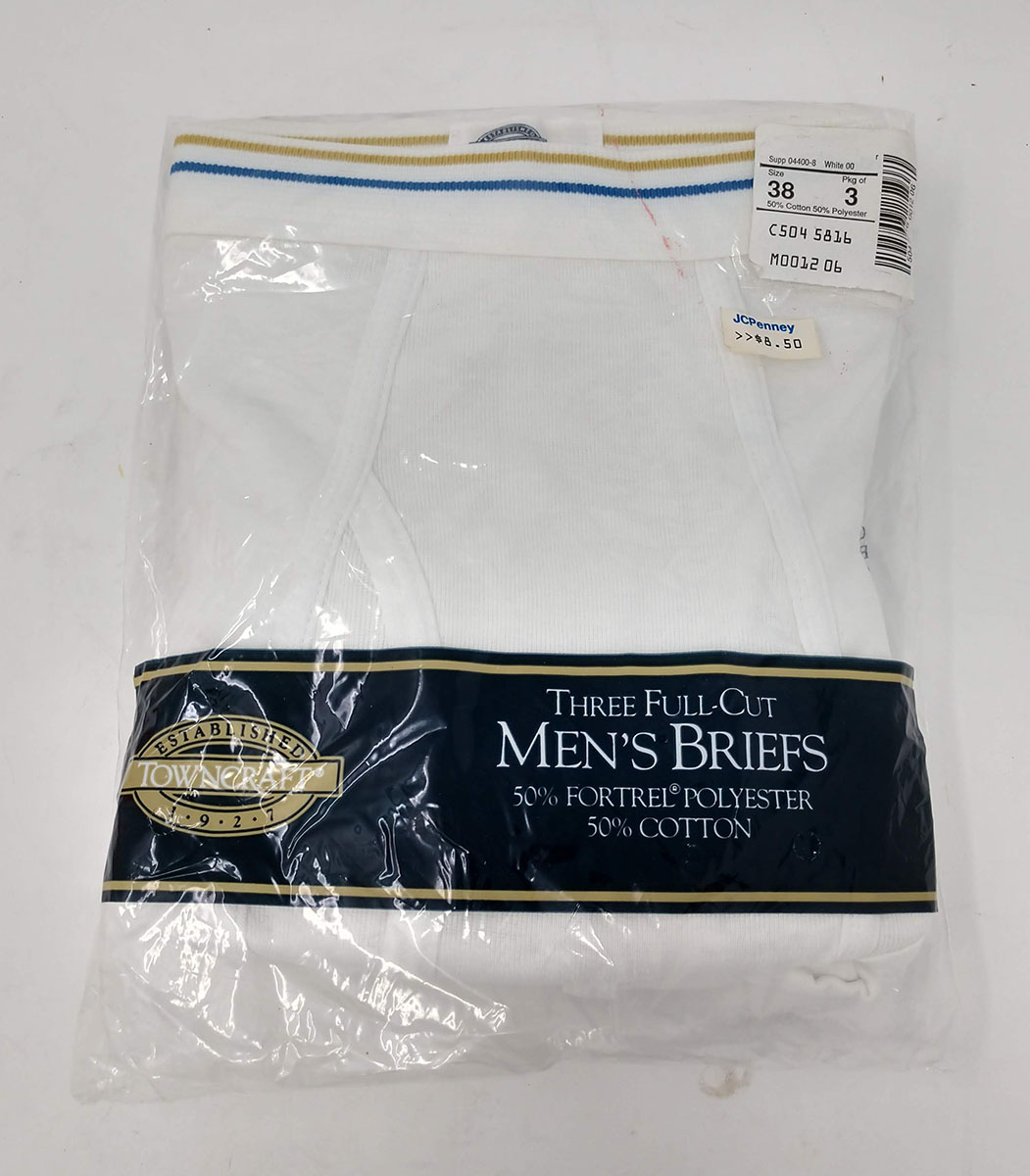 3 Full Cut Men's Briefs Towncraft Size 38 50% Cotton 50% Polyester