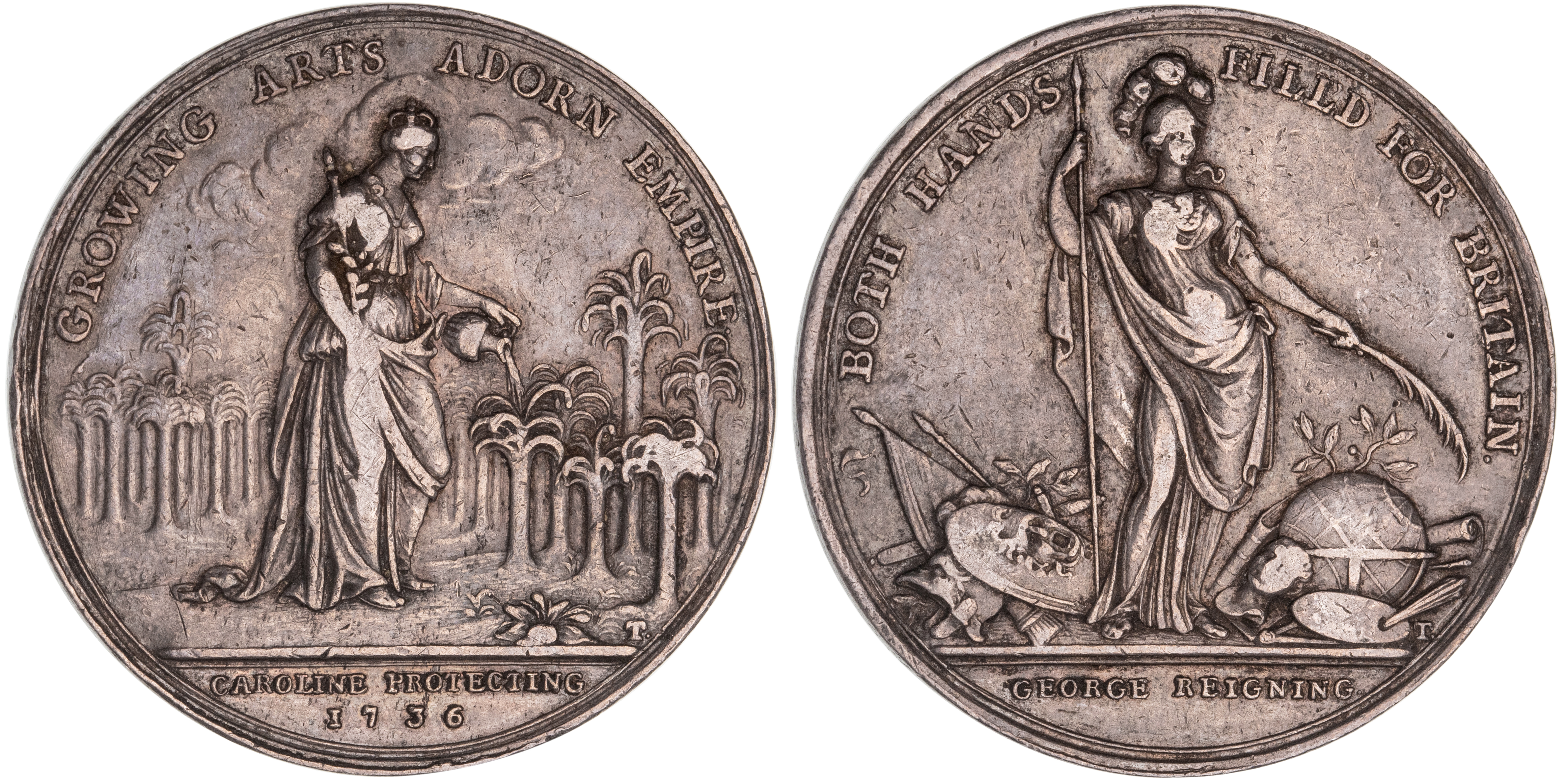 249 · Great Britain, George II, Jernegan's Lottery, Silver Medal, 1736, gVF