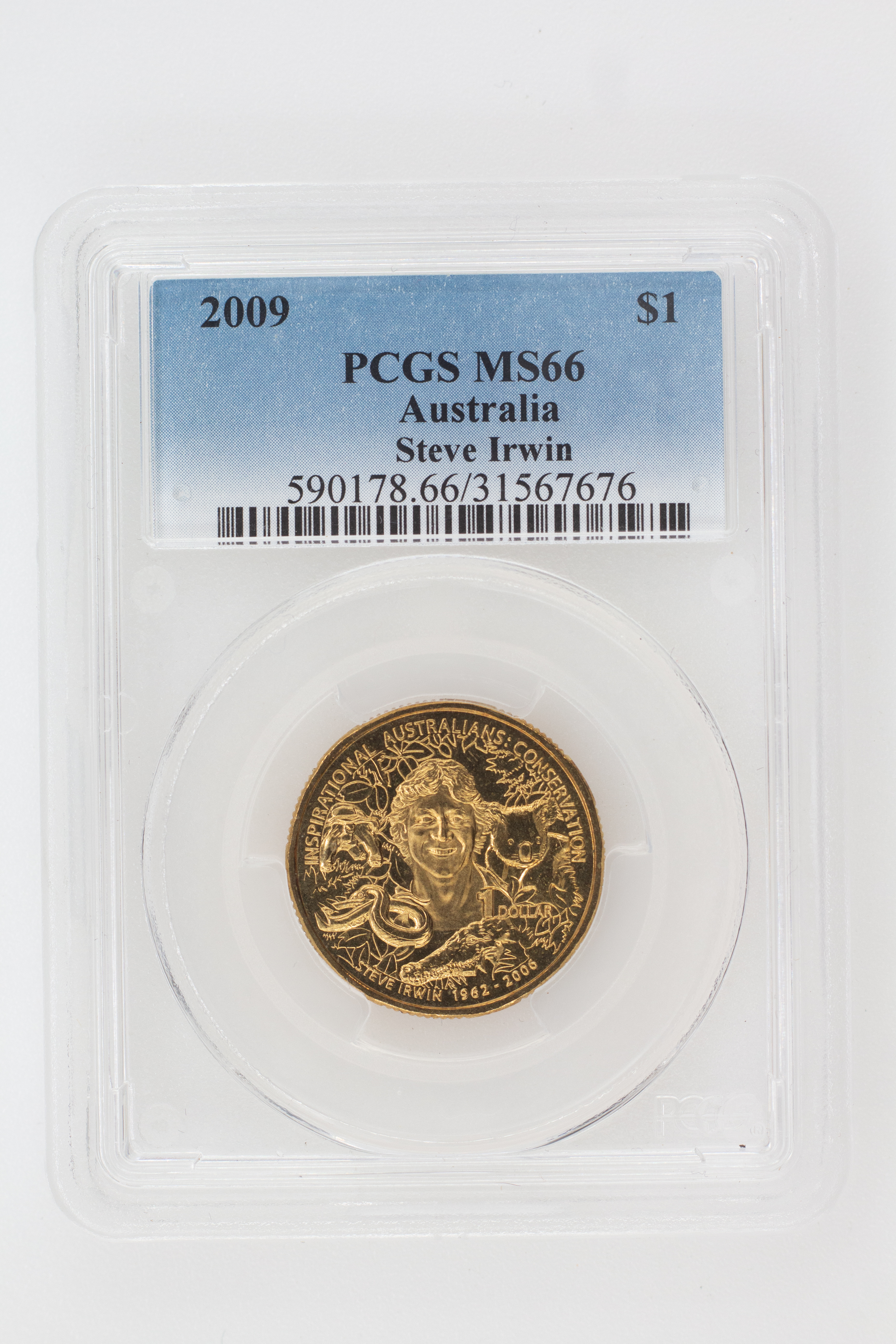 2009 Australia One Dollar, $1 Steve Irwin PCGS - MS66 -676