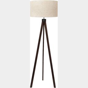 LEPOWER FLOOR LAMP LIVING ROOM WOOD, VINTAGE FLOOR LAMP, WALNUT WOOD FLOOR LAMP FOR BEDROOM OFFICE, FLAX-COLORED LAMPSHADE