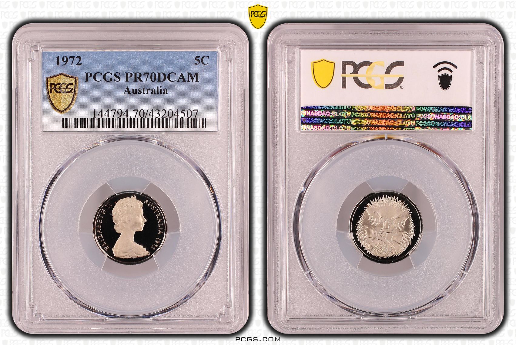 1972 Australia Five Cent, 5c PCGS - PR70DCAM POP 9/0 -507