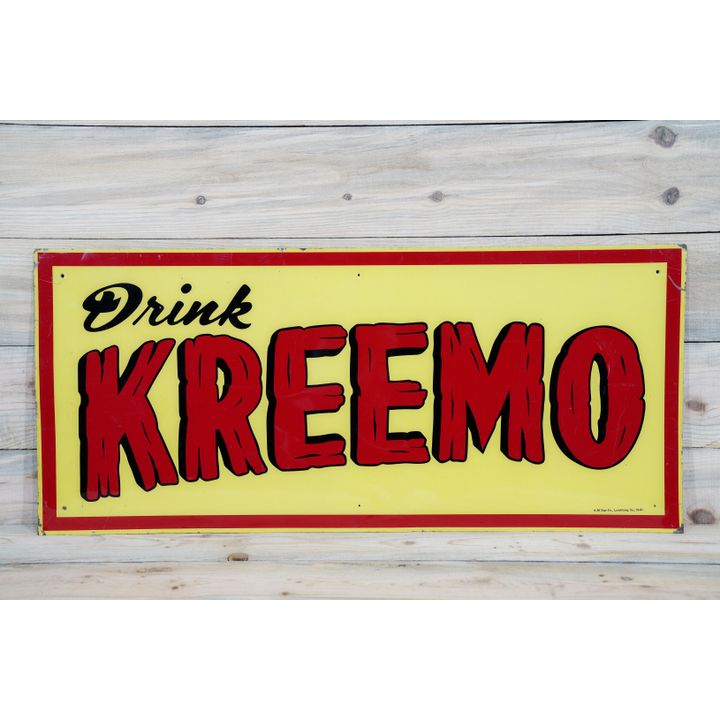 1961 Drink Kreemo Single Sided Tin Metal Sign TAC 7.5