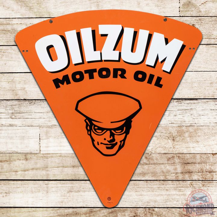 1971 Oilzum Motor Oil Double Sided Tin Sign w/ Oswald