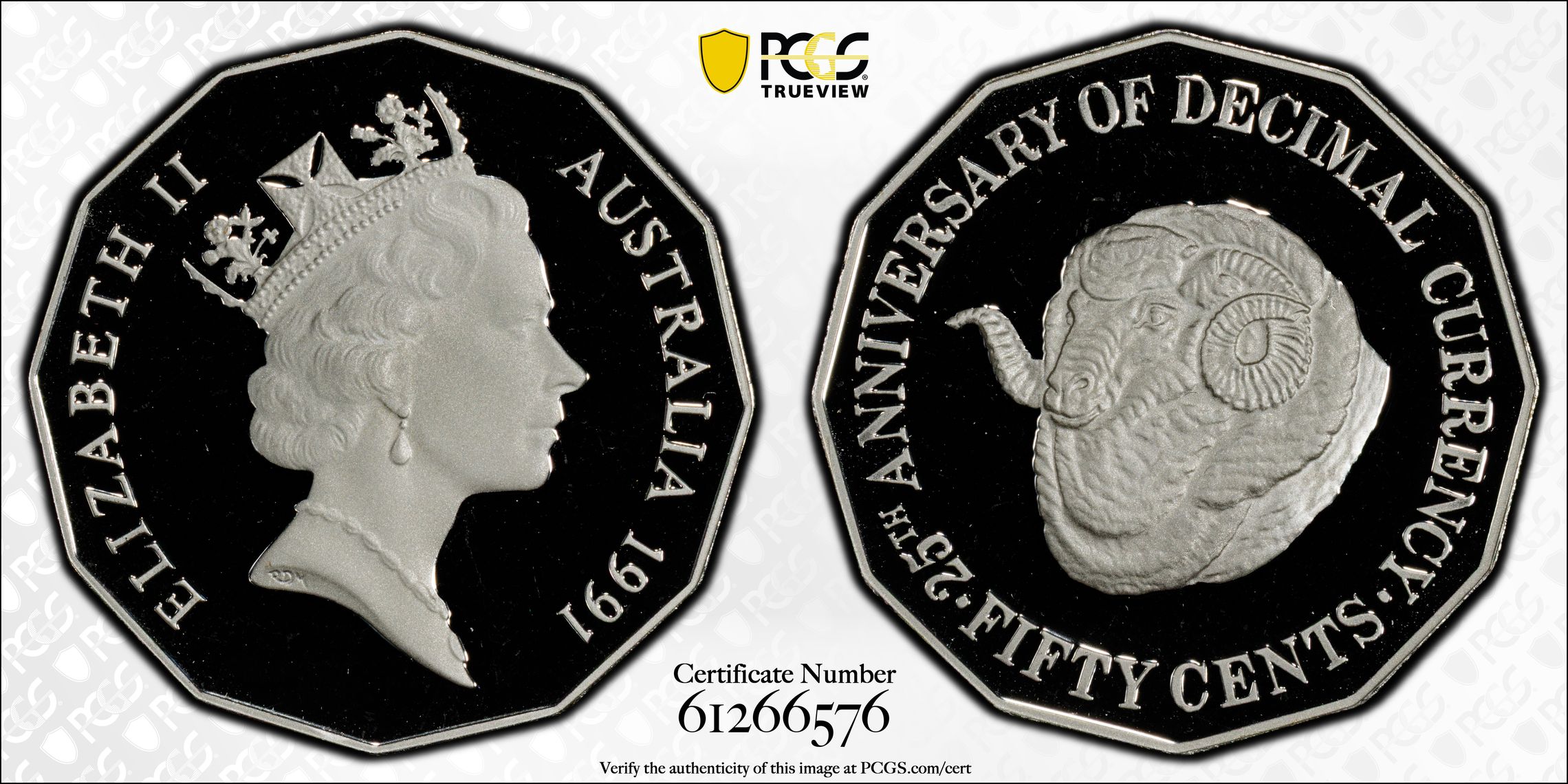 Decimal Currency Silver, Fifty Cent, 1991, PCGS PR68DCAM