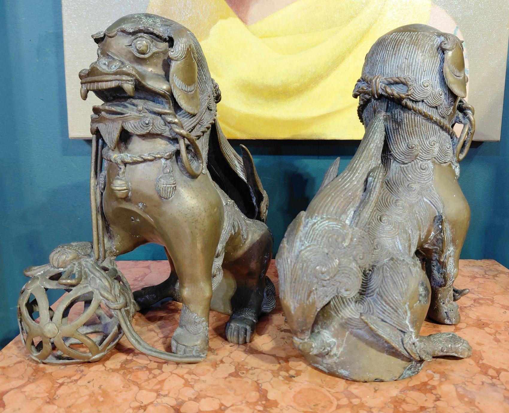 ANTIQUE BRONZE FO DOGS