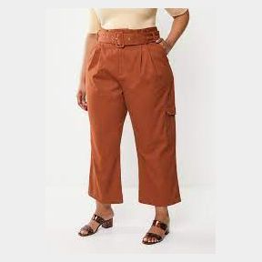 Women's Glamorous Plus High Waisted Belted Cargo Trouser - Rust - Brown - UK 22 Women-51464/1420-CE 2