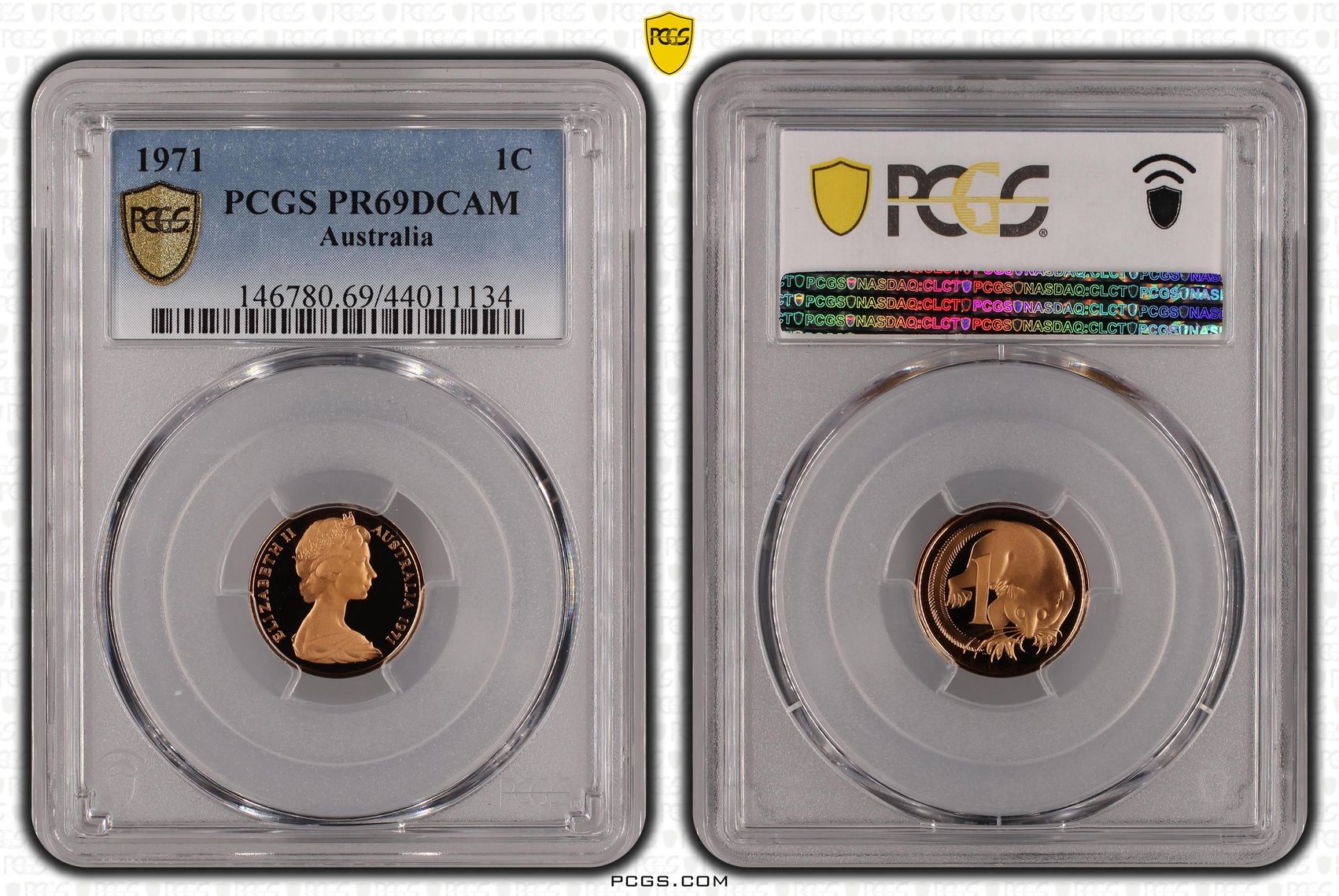 Elizabeth II, One Cent, 1971, PCGS PR69DCAM