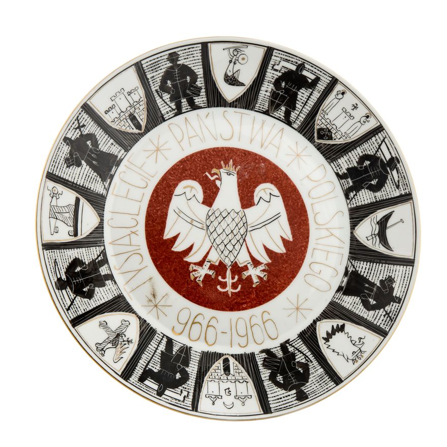 Talerz dokoracyjny "Tysiąclecie Państwa Polskiego" Chodzież, Kwiatogal, po 1966 r.