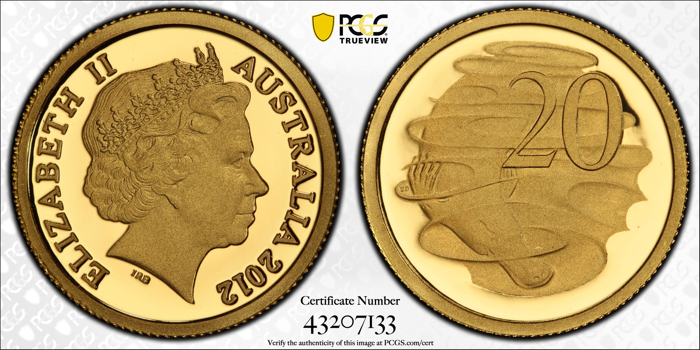 2012 Australia Twenty Cent, 20c Proof Platypus PCGS - PR70DCAM POP 7/0 -133