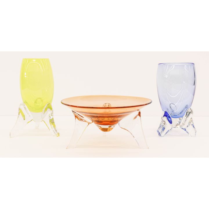 3pc Mariusz Rynkiewicz Rocket Vases and Bowl