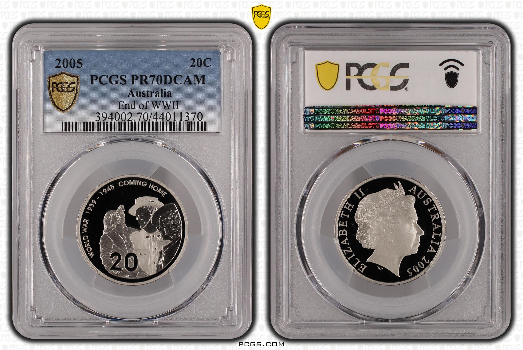 2005 Australia Twenty Cent, 20c End of WWII PCGS - PR70DCAM POP 14/0 -370
