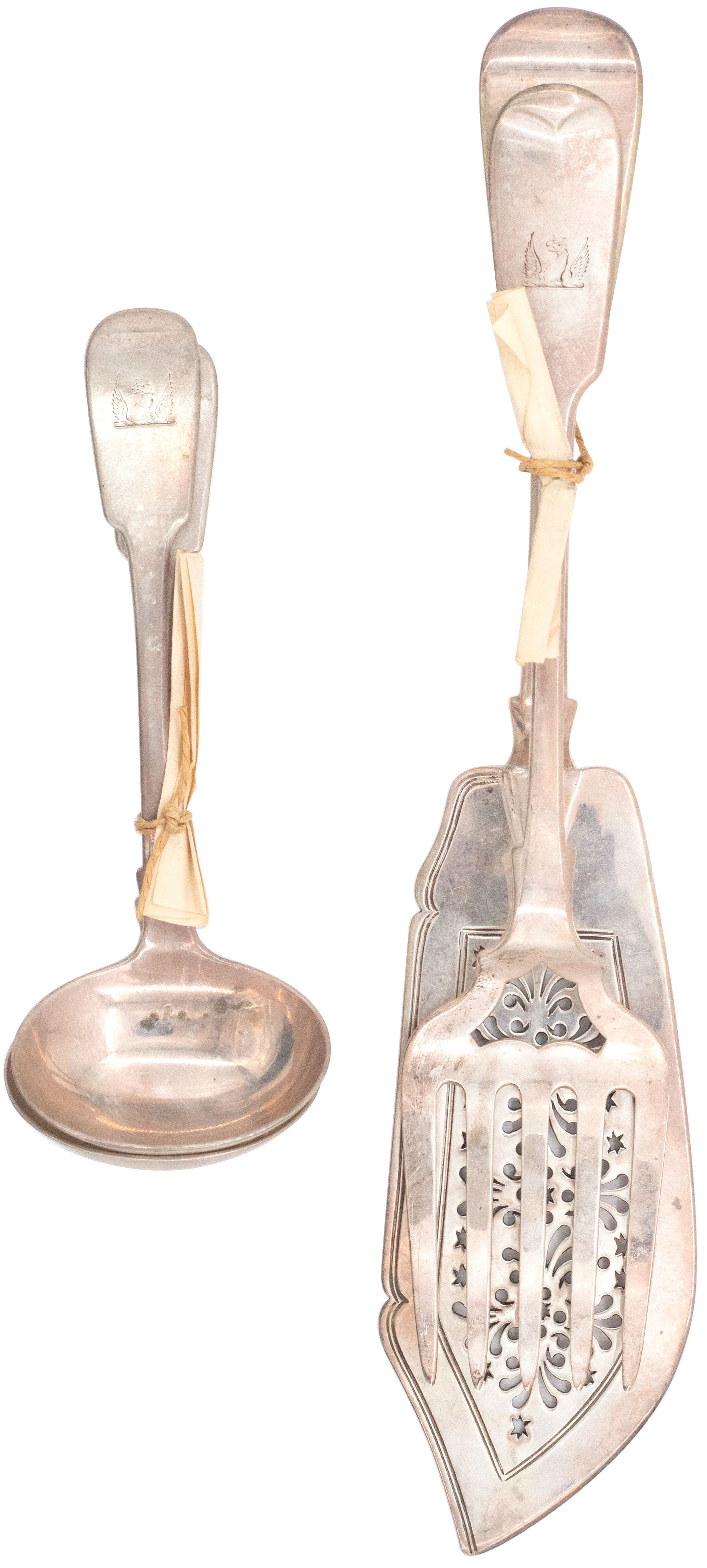 179 · Great Britain, Victorian Silver Fish Slice and Fork Pair, 1862, VGC