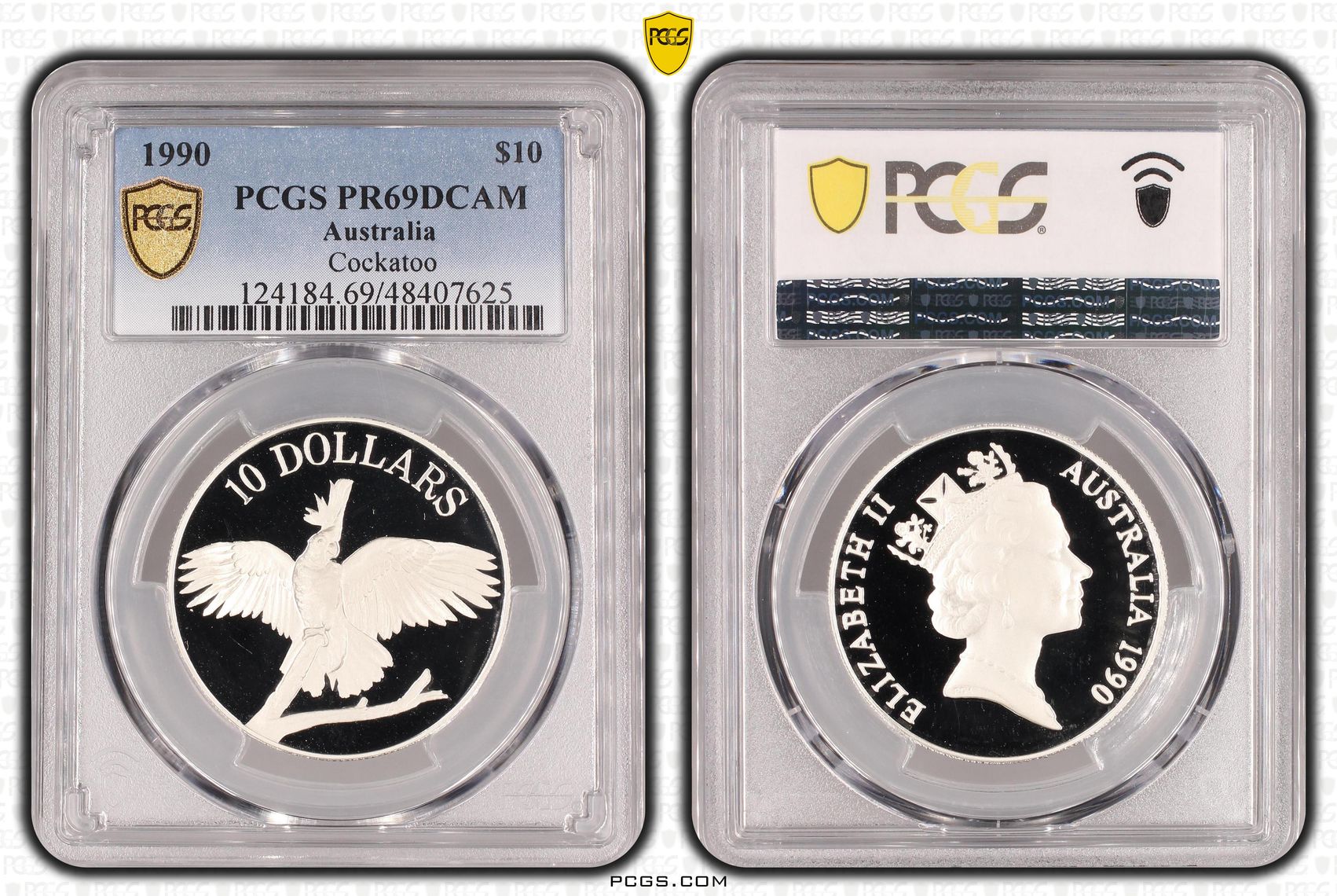 Elizabeth II, Cockatoo , Ten Dollar, 1990, PCGS PR69DCAM