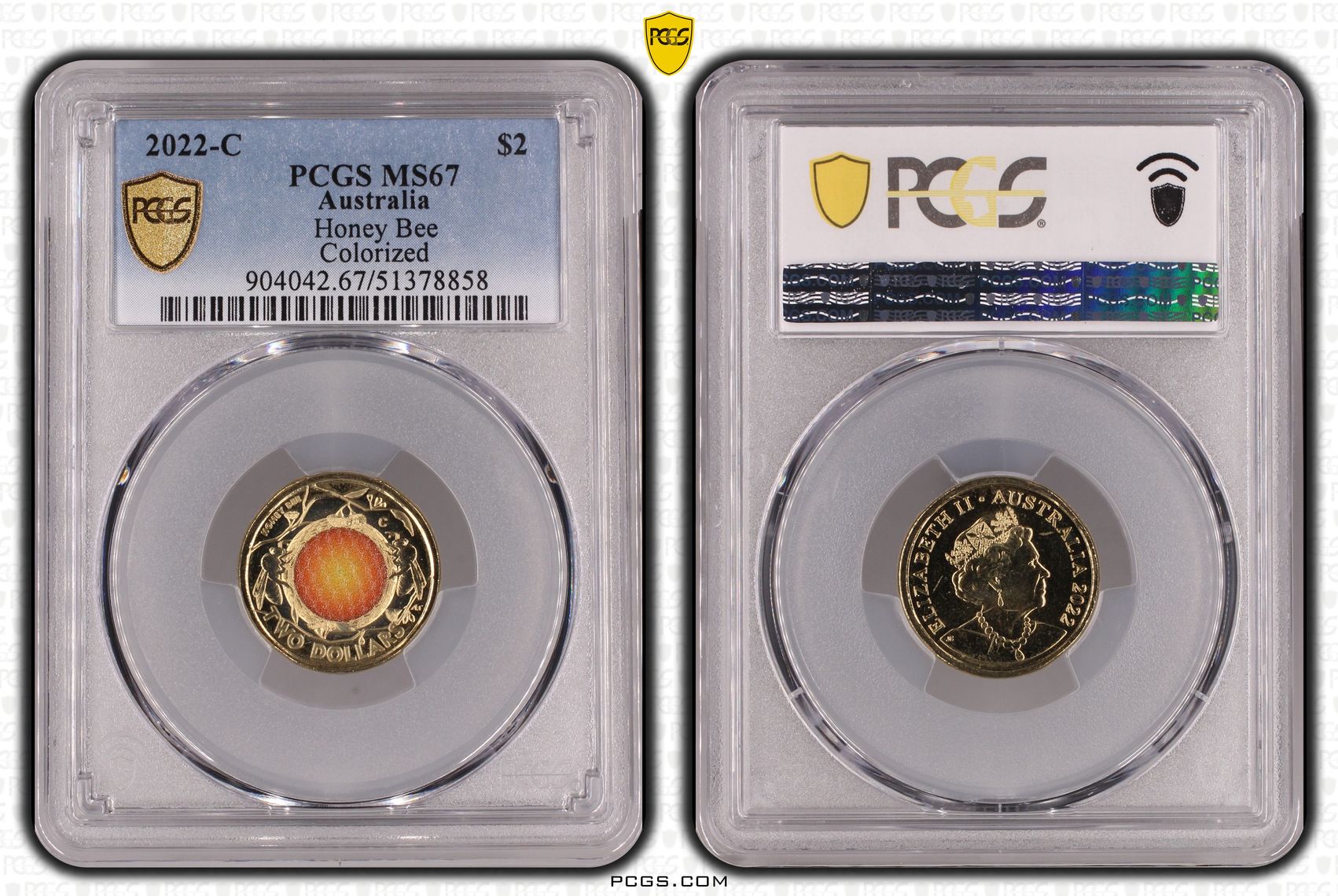 Honey Bee Colorized, Two Dollar, 2022-C, PCGS MS67