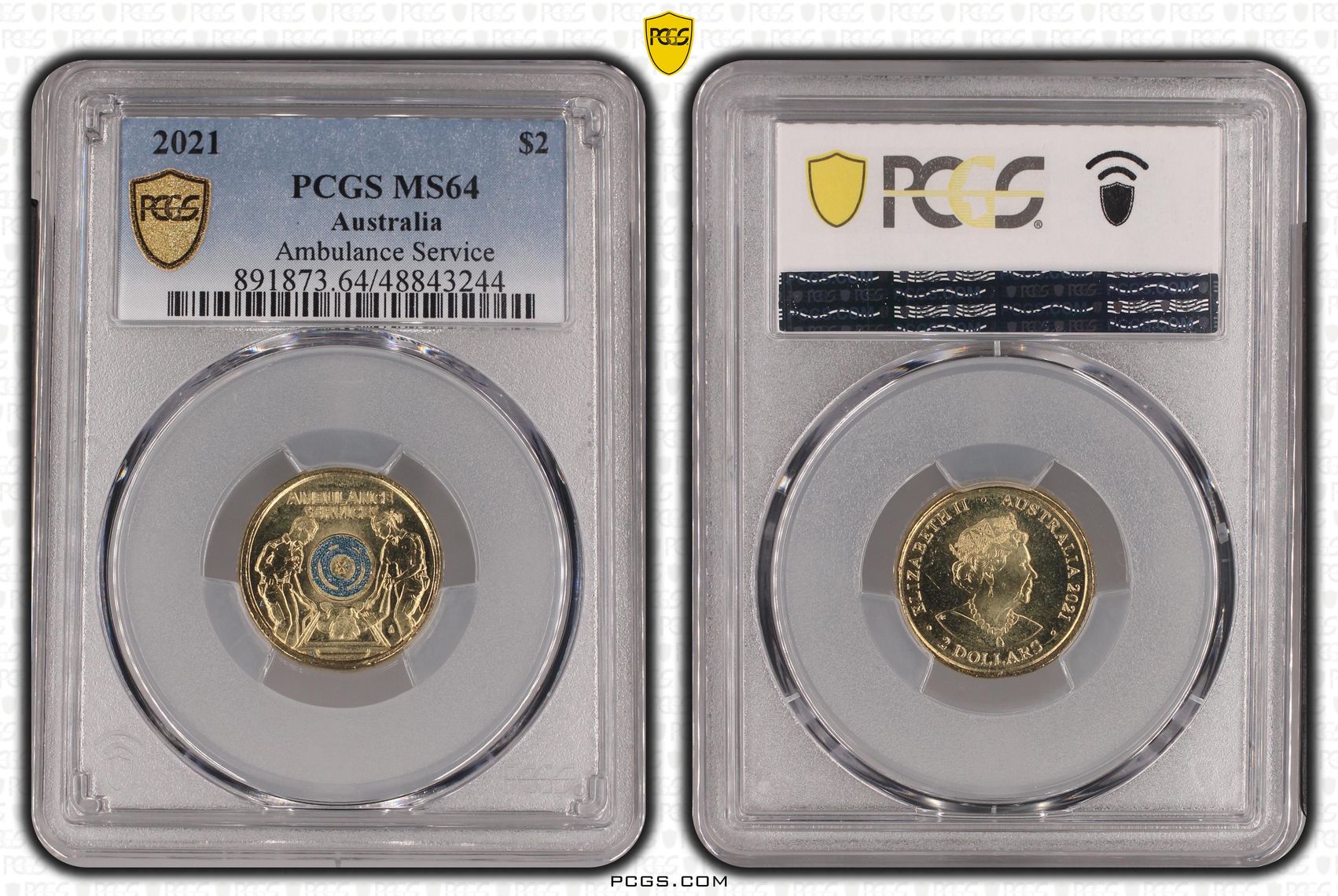 471 · Ambulance Service - Colorized , Two Dollar, 2021, PCGS MS64