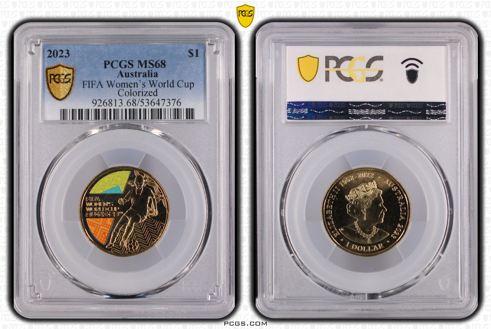 FIFA Women's World Cup Colourised, One Dollar, 2023, PCGS MS68