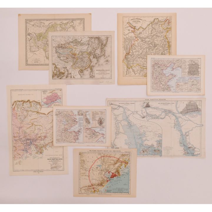 8pc 19th C Small German Maps of China