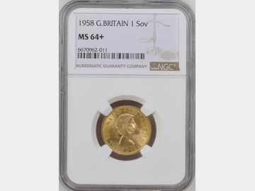 1958 ELIZABETH PRE-DECIMAL GOLD SOVEREIGN MS64+