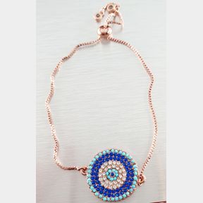 BLUE BEADED ROSE GOLD COLOUR BRACELET - 51929/843