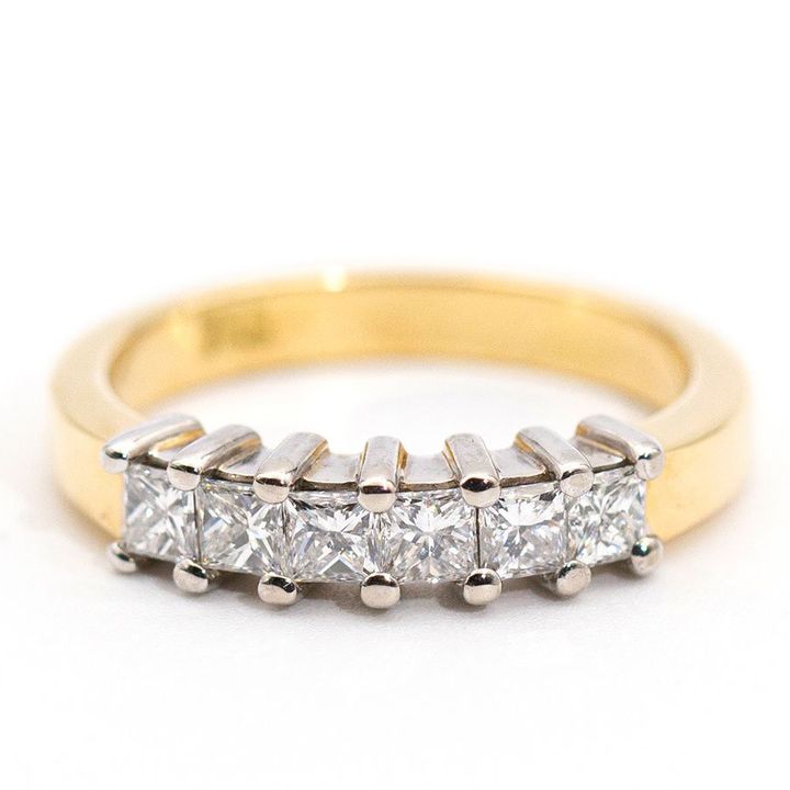 0.54 Carat Princess Cut Diamond 18 Carat Gold Band Ring