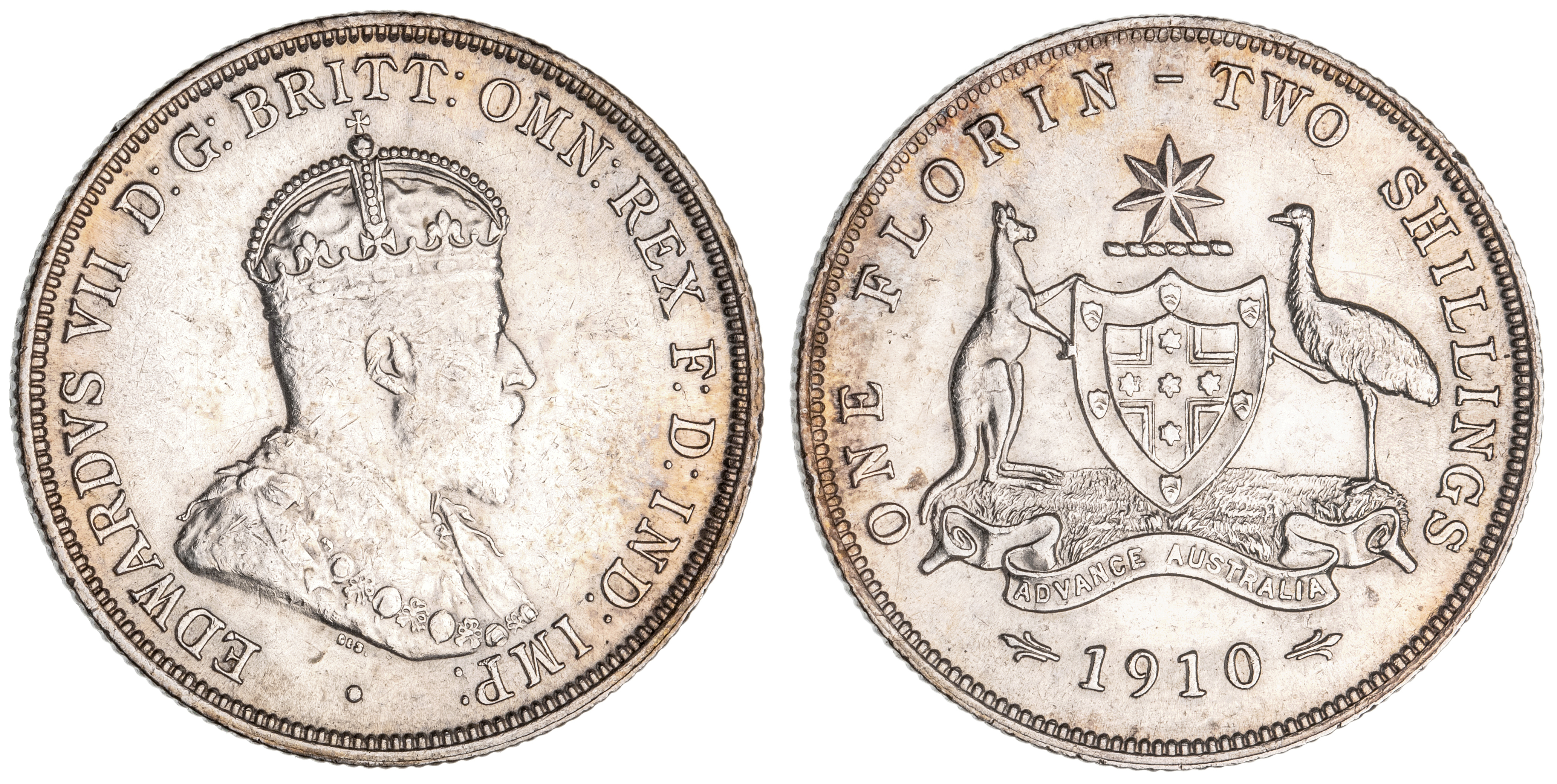 Edward VII, Florin, 1910, aEF