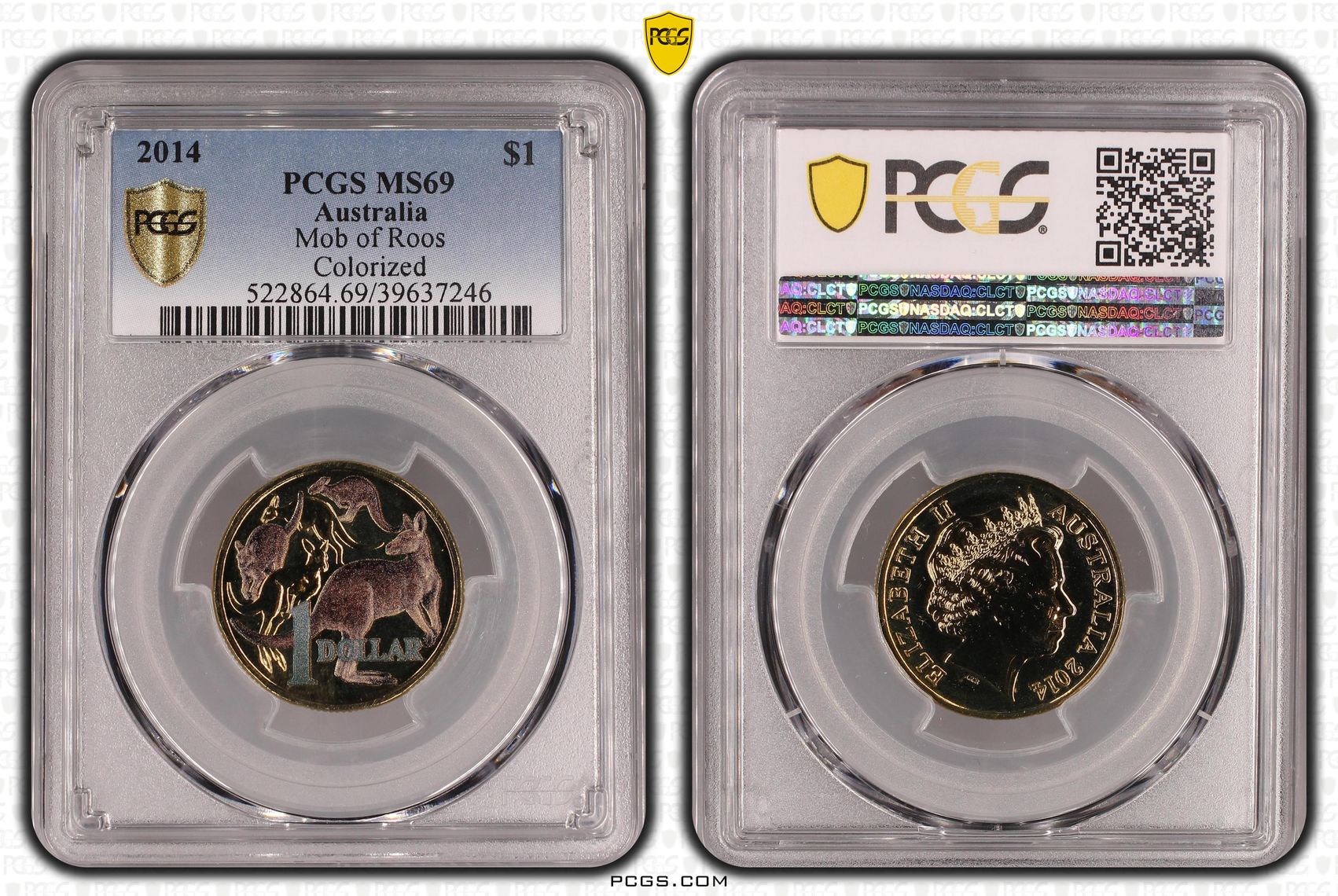 211 · 2014 Australia One Dollar, $1 Mob of Roos Colorized PCGS - MS69 POP 21/0 -246