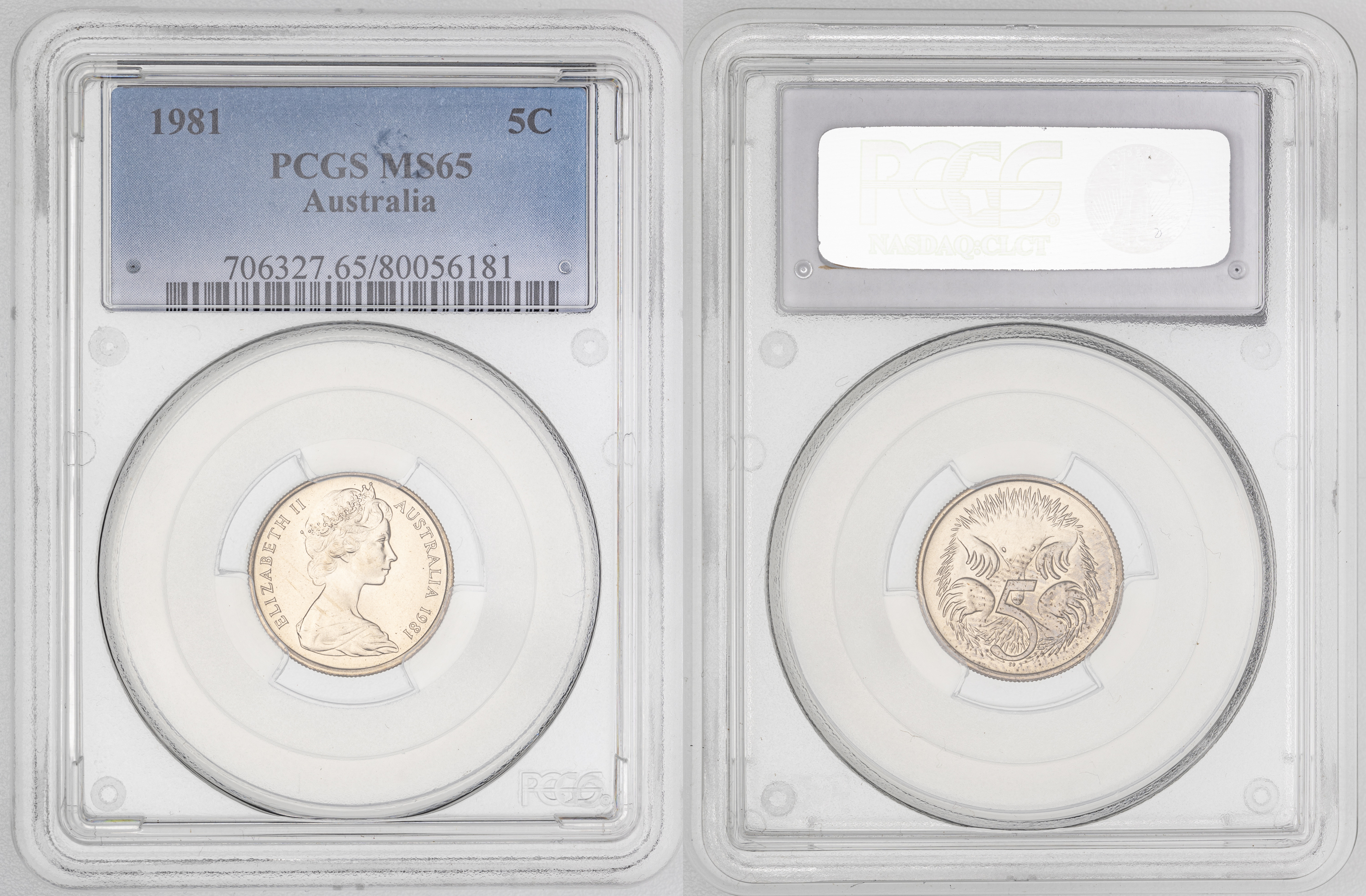 Elizabeth II, , Five Cent, 1981, PCGS MS65