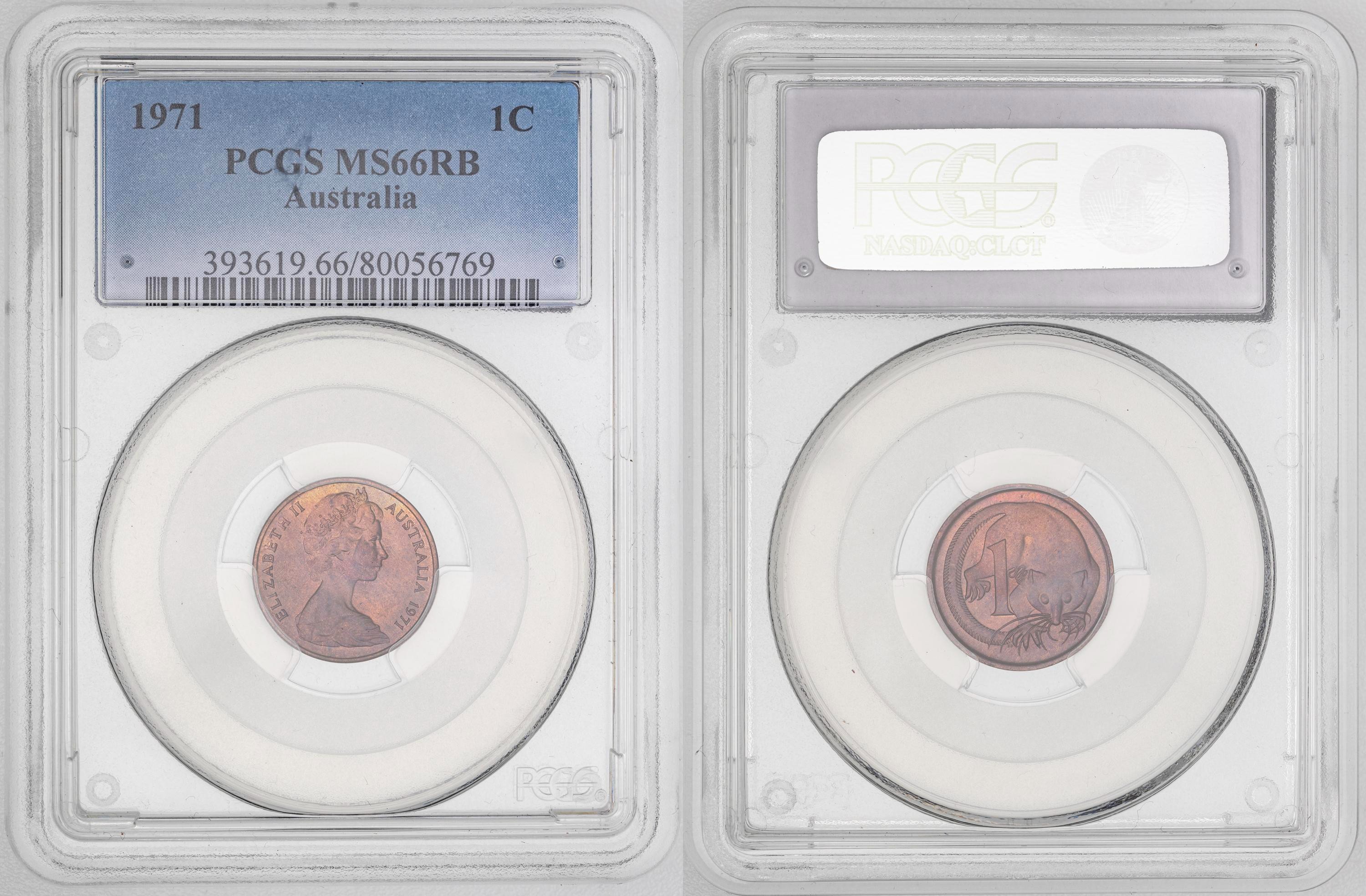 Elizabeth II, POP 3/0, One Cent, 1971, PCGS MS66RB