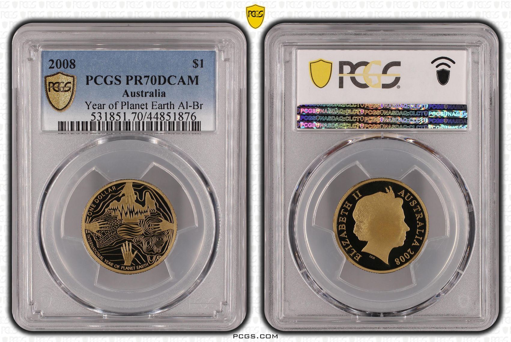 2008 Australia One Dollar, $1 Year of the Planet Al-Bronze PCGS - PR70DCAM POP 13/0 -876