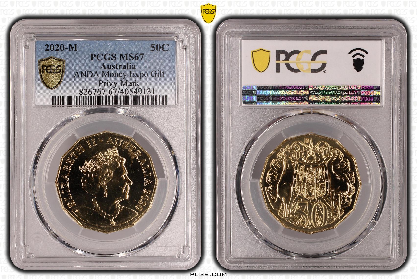 ANDA Money Expo Gilt, Fifty Cent, 2020-M, PCGS MS67