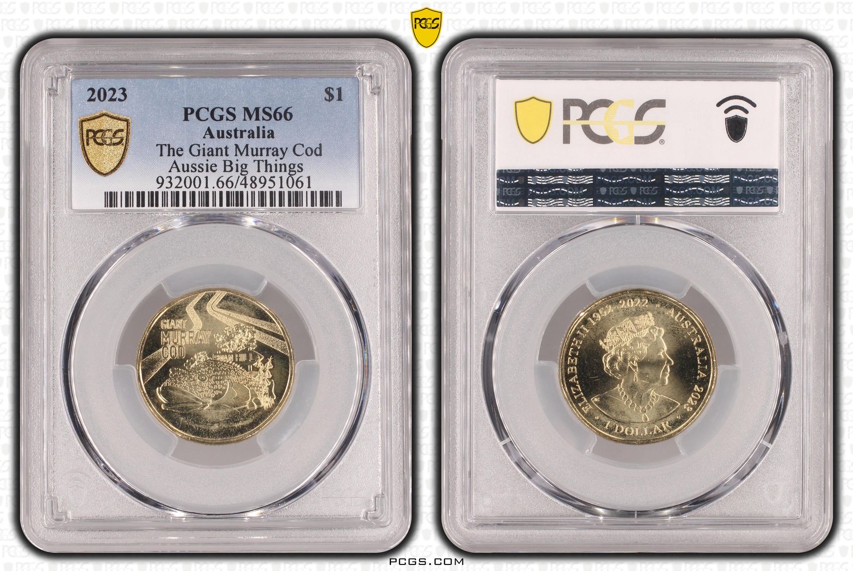 345 · Elizabeth II, The Giant Murray Cod Aussie Big Things , One Dollar, 2023, PCGS MS66