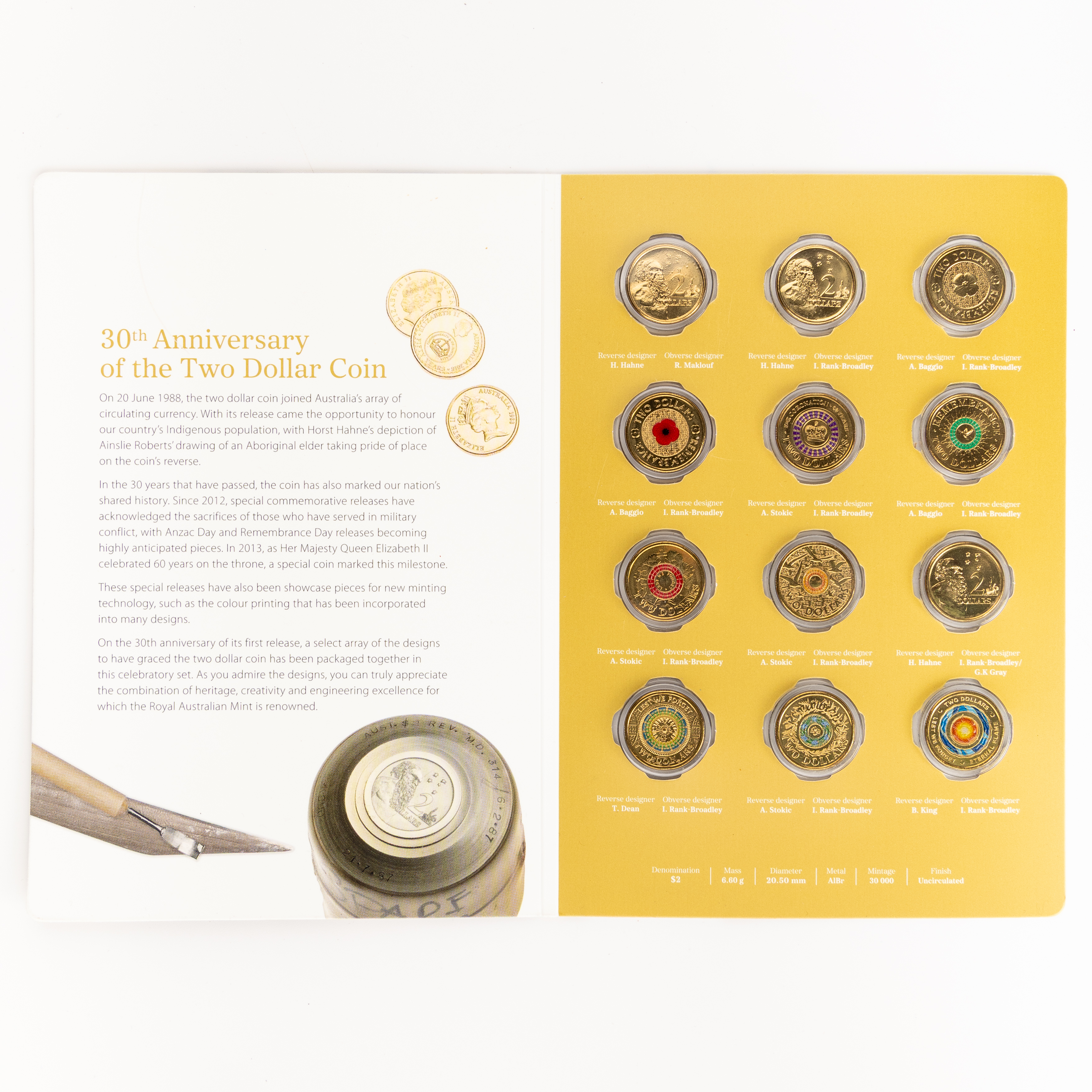 119 · RAM - 30th Anniversary of the Two Dollar Coin, Two Dollars, 2018,  UNC
