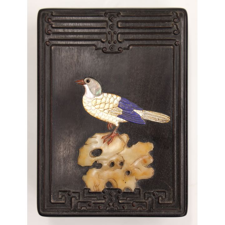 Fine Chinese Inlaid Stone Zitan Box