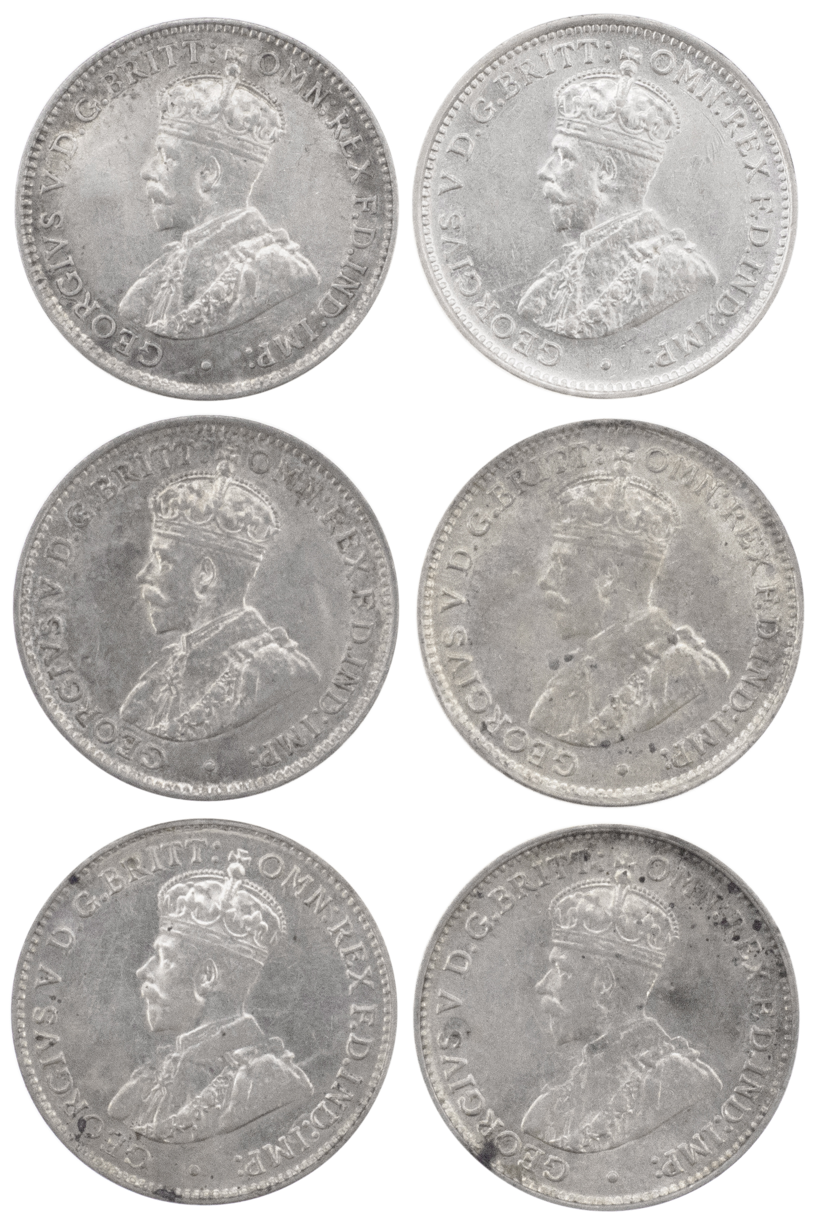 George V, Threepence, 1917 - 1928, VF - EF