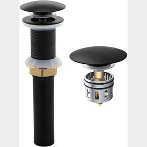 MATTE BLACK BATHROOM SINK POP UP DRAIN STOPPER WITHOUT OVERFLOW FOR VESSEL LAVATORY VANITY SINK, INCLUDED BUILT-IN ANTI-CLOGGING S