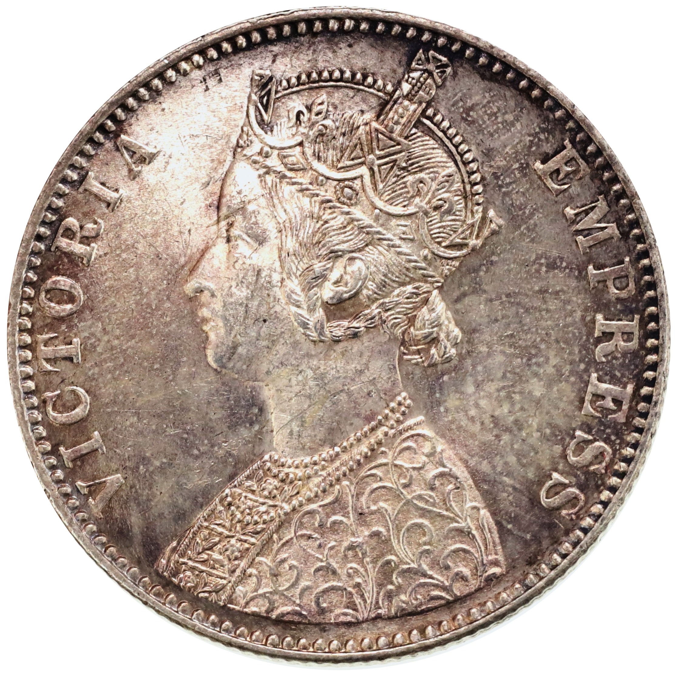 1892 英領インド 1ルピー銀貨 ゴシッククラウン ヴィクトリア AU58-