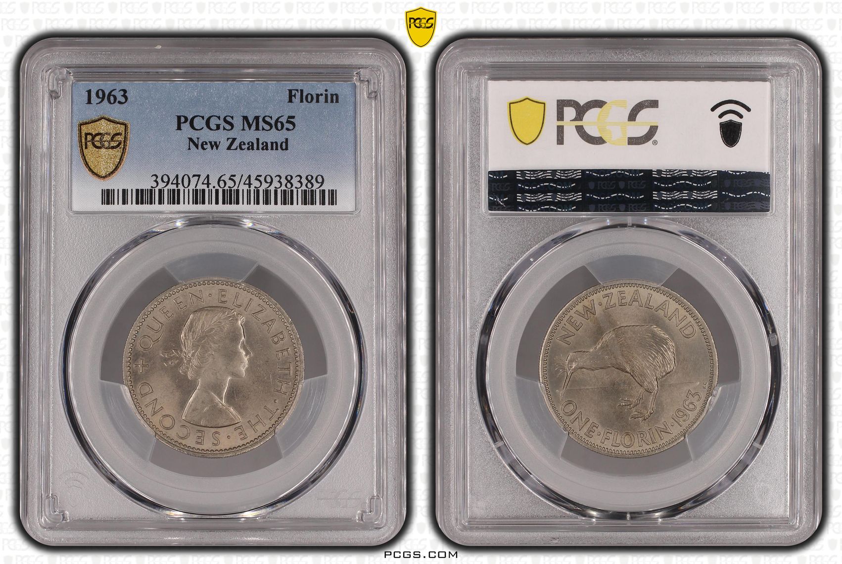 1963 New Zealand Florin PCGS - MS65 -389